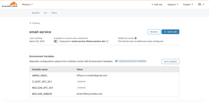 Cloudflare Environment Variable Secrets